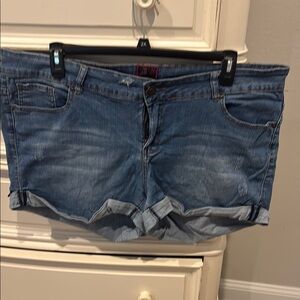 Torrid Blue Jean Shorts with Distressed Cut-Off Style
